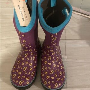 Bogs kids Purple and Blue Rain Boots with Fun Print